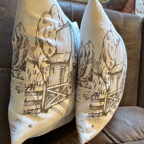 Farmhouse Barn with Windmill Throw Pillows Set of 2 16”x 16” - Picture 4 of 6